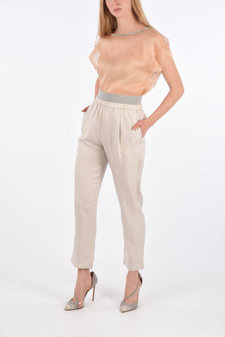 Silk Single Pleat BEVAGNA Pants with Jetted Pockets