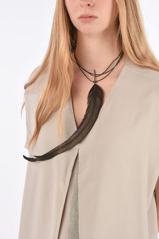 Feather Pendant Necklace with knot Closure