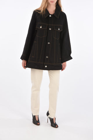 Giacca Oversize in Denim Con Cuciture a Vista