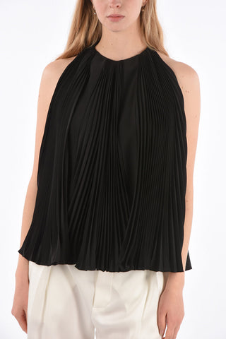 Top Drappeggiato in Seta Senza Maniche 