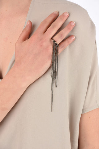 Silver Ring with Chain Pendants