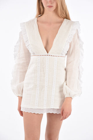 Long Sleeve Mini Dress with Embroidery