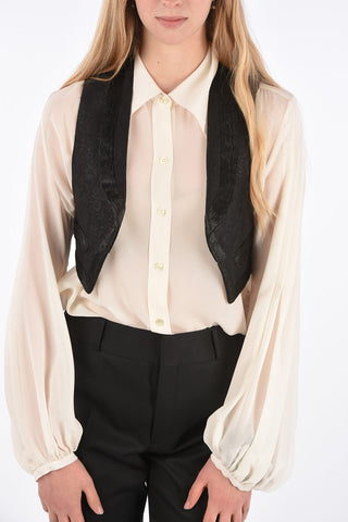 Jeacquard Fabric Cropped Fit Vest