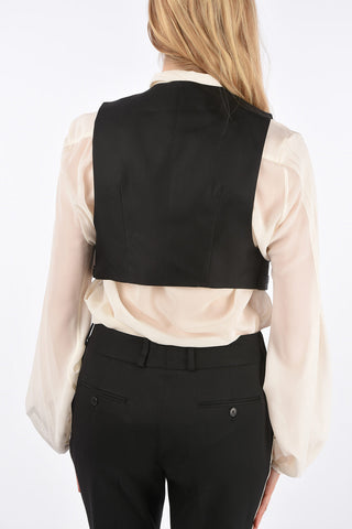 Jeacquard Fabric Cropped Fit Vest