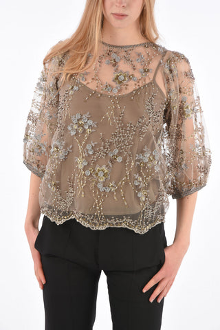 Embroidered Blouse with Petticoat