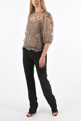 Embroidered Blouse with Petticoat
