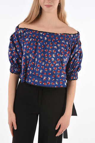 floral-print off-shoulder top