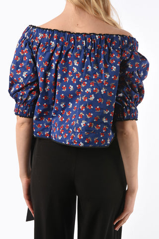 floral-print off-shoulder top
