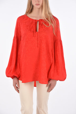 Blusa Floreale Oversize con Maniche Long Lantern 