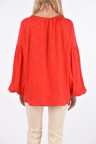 Blusa Floreale Oversize con Maniche Long Lantern 