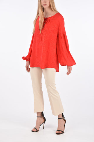 Blusa Floreale Oversize con Maniche Long Lantern 