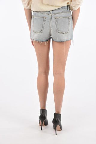 Denim Frayed Hem Shorts