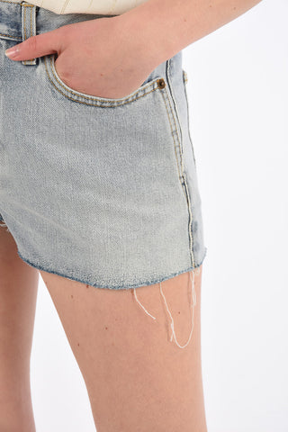 Denim Frayed Hem Shorts