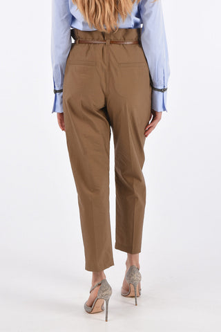 Cotton Single Pleat Pants with Leather Belt