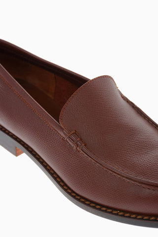 tumbled leather boat deck shoes