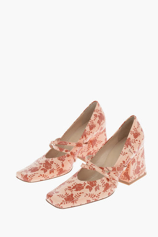 8cm Floral Print leather Pumps
