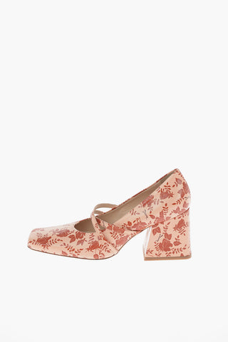 8cm Floral Print leather Pumps