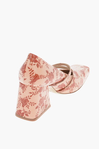8cm Floral Print leather Pumps