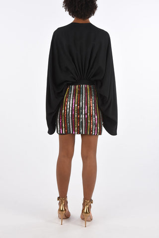 Sequined Draped Mini Dress