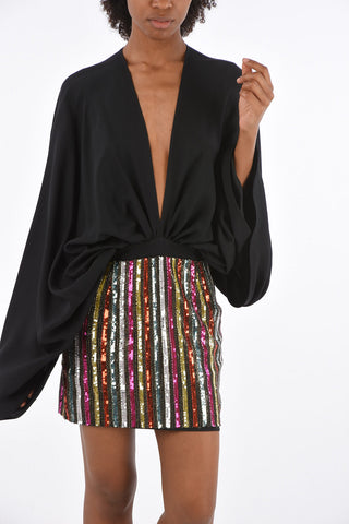 Sequined Draped Mini Dress