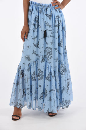 COLLECTION Printed Drawstring Godet Skirt