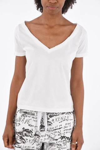 Vintage Effect V-neck T-shirt