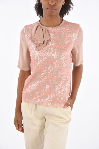Sequined Short Sleeve Top