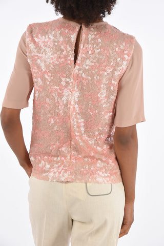 Sequined Short Sleeve Top