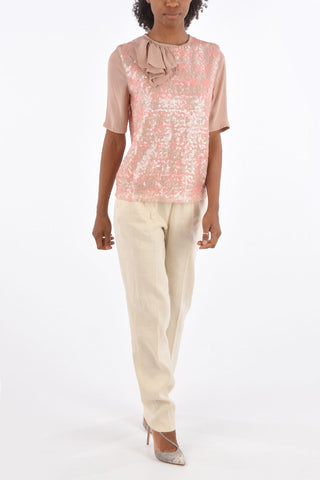 Sequined Short Sleeve Top