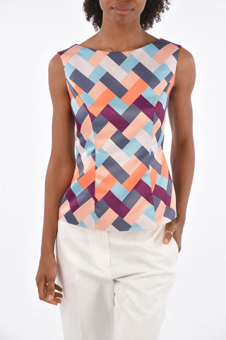 Sleeveless Geometrical Printed Top