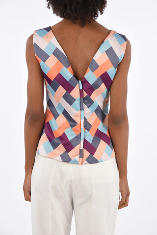 Sleeveless Geometrical Printed Top