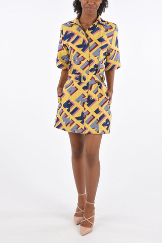Logoed Short Sleeve Mini Shirt Dress