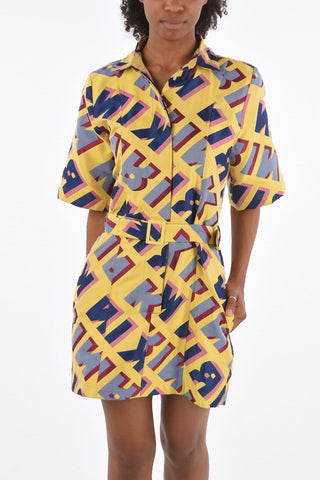 Logoed Short Sleeve Mini Shirt Dress