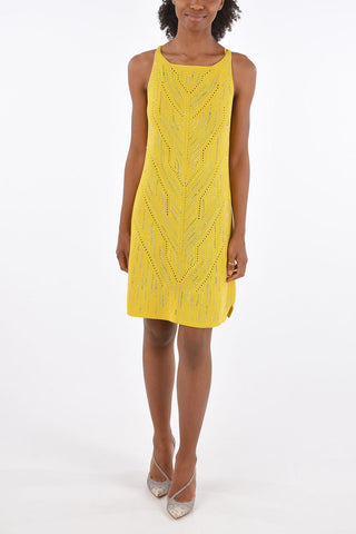Crochet Mini Dress with Jewel Applications