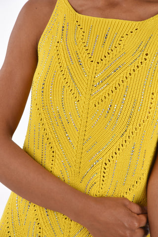 Crochet Mini Dress with Jewel Applications