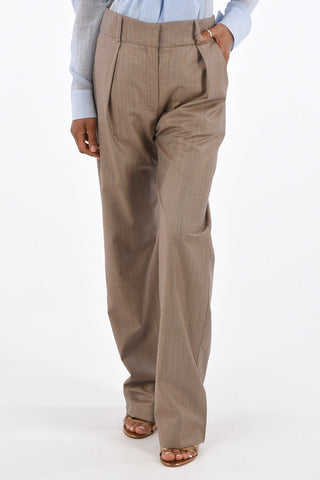 Pinstriped Single Pleat Pants