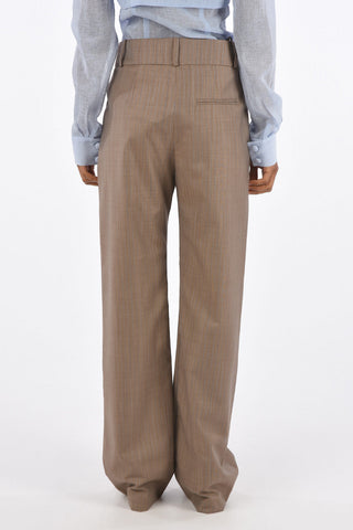 Pinstriped Single Pleat Pants