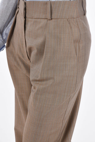 Pinstriped Single Pleat Pants