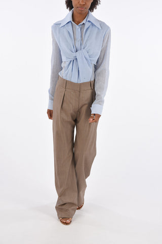 Pinstriped Single Pleat Pants