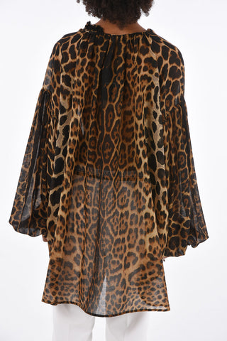 Blusa Animalier in Lana Vergine 