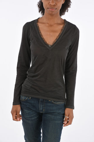 Laced V-neck T-shirt