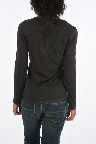 Laced V-neck T-shirt