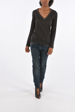 Laced V-neck T-shirt