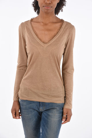 Laced V-neck T-shirt