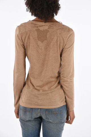 Laced V-neck T-shirt