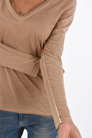 Laced V-neck T-shirt