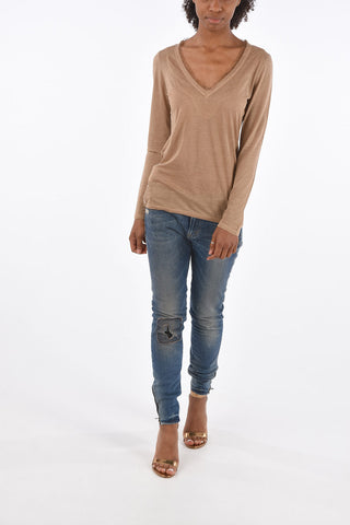 Laced V-neck T-shirt