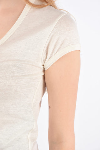 T-Shirt Scollo a V in Lino Stretch