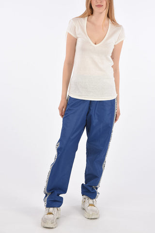 T-Shirt Scollo a V in Lino Stretch
