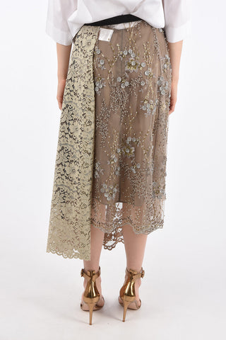 Embroidered Wrap Skirt with Jewel Applications